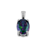 Sterling Silver Oval Rainbow CZ Filigree Pendant