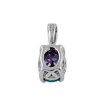 Sterling Silver Oval Rainbow CZ Filigree Pendant