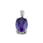 Sterling Silver Oval Amethyst CZ Filigree Pendant