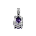 Sterling Silver Oval Amethyst CZ Filigree Pendant