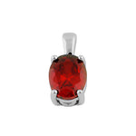Sterling Silver Oval Red Orange CZ Filigree Pendant