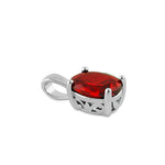 Sterling Silver Oval Red Orange CZ Filigree Pendant