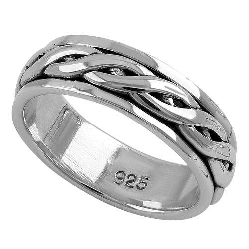 Sterling Silver 6MM Knot Spinner Ring