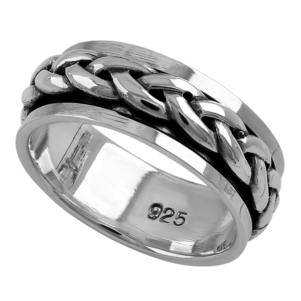 Sterling Silver 7MM Knot Spinner Ring