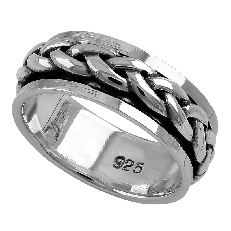 Sterling Silver 7MM Knot Spinner Ring