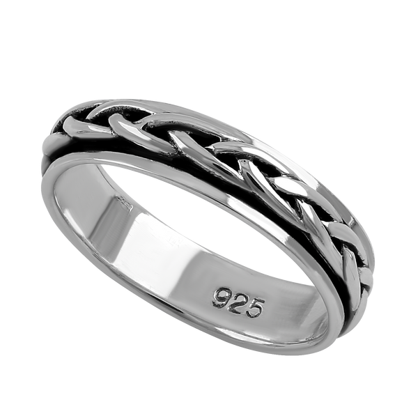 Sterling Silver 5MM Knot Spinner Ring
