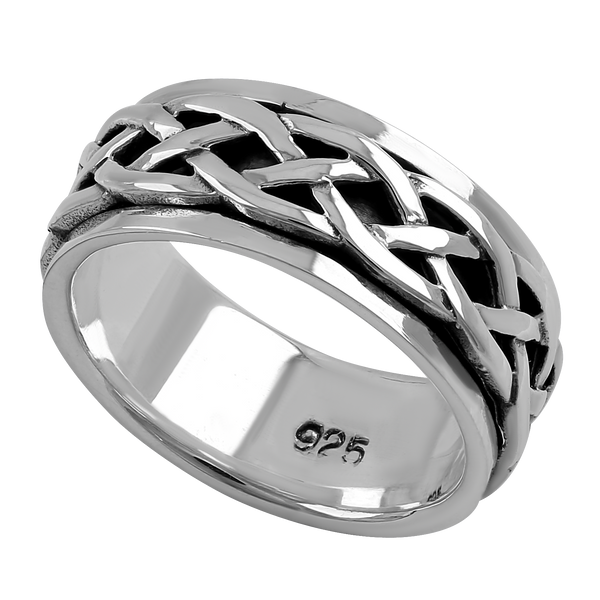 Sterling Silver 8MM Knot Spinner Ring