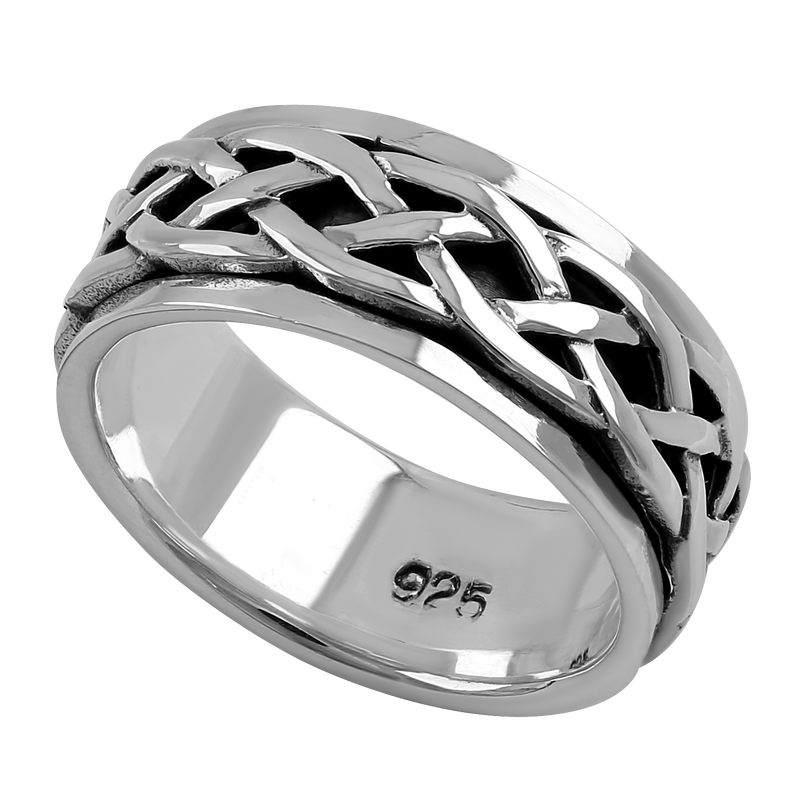 Sterling Silver 8MM Knot Spinner Ring