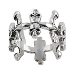 Sterling Silver 3 Sides Design Skull Ring
