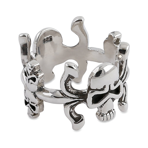 Sterling Silver 3 Sides Design Skull Ring