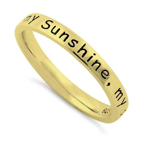 Sterling Silver Gold Plated "You Are My Sunshine, My Only Sunshine" Ring