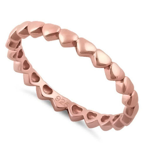 Sterling Silver Rose Gold Plated Tiny Hearts Eternity Ring