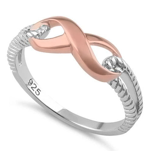 Sterling Silver Two Tone Rose Gold Plated Infinity Ring