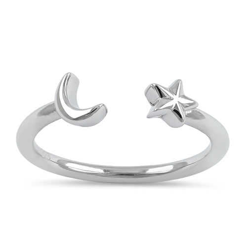 Sterling Silver Moon & Stars Ring