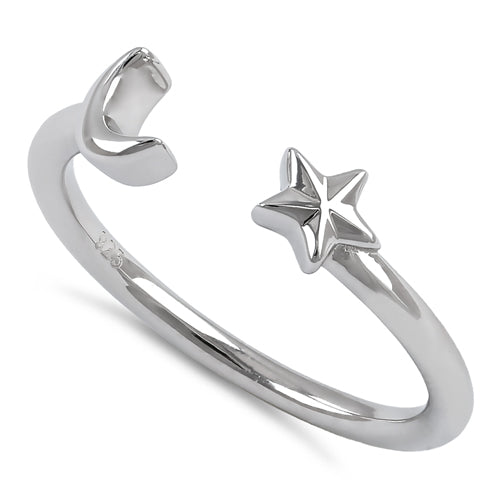 Sterling Silver Moon & Stars Ring