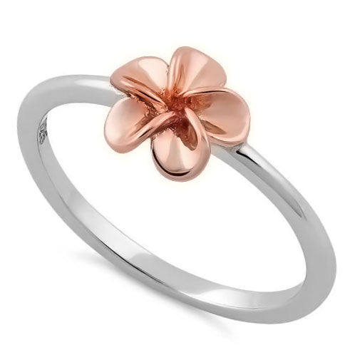 Sterling Silver Rose Gold Plumeria Ring