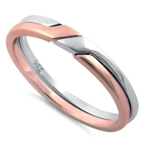 Sterling Silver Two-Tone Rose Gold Plated Puzzle Ring