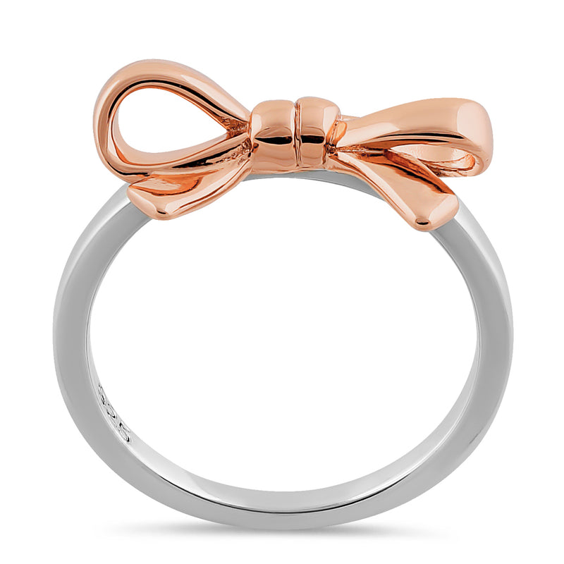 Sterling Silver Two Tone Rose Gold Plated Bow Ring