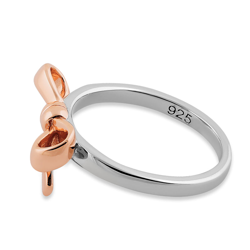 Sterling Silver Two Tone Rose Gold Plated Bow Ring