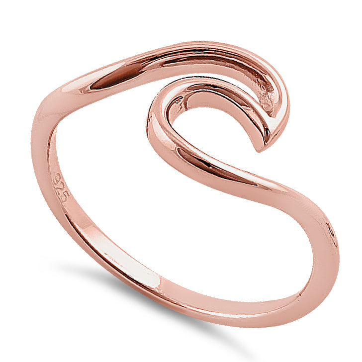 Sterling Silver Rose Gold Plated Ocean Wave Ring