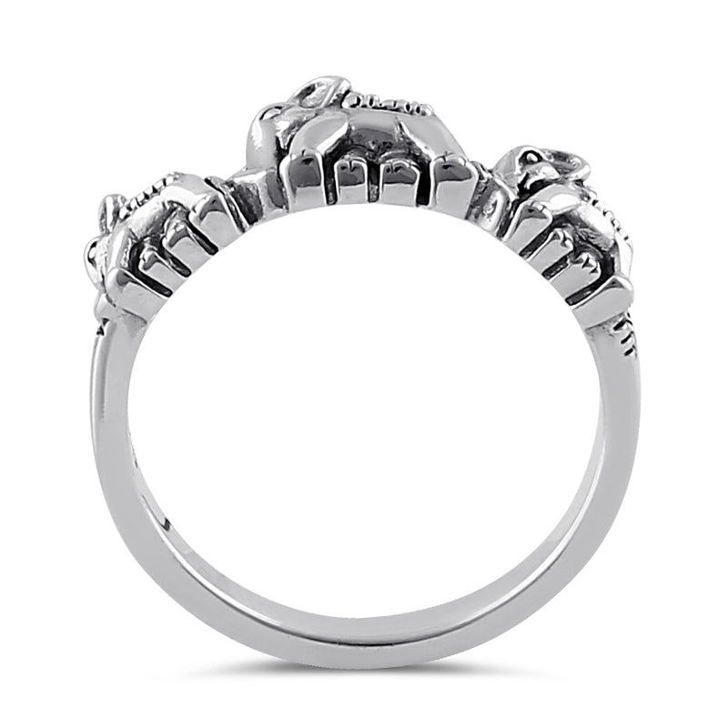 Sterling Silver Triple Elephant Marcasite Ring