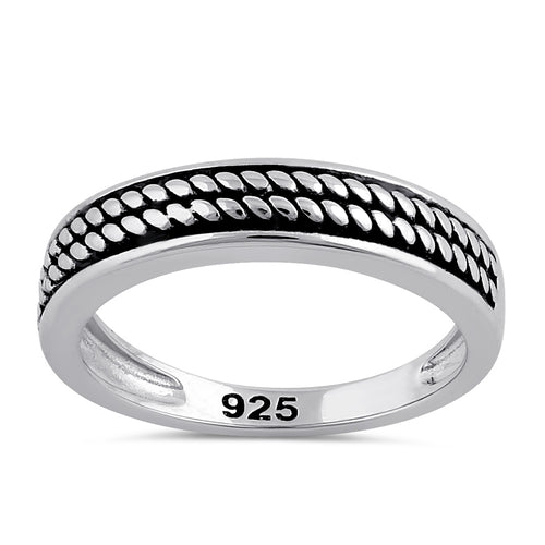 Sterling Silver Rustic Rope Band Ring