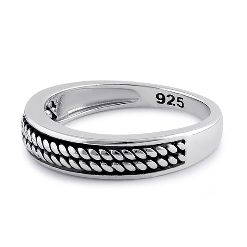 Sterling Silver Rustic Rope Band Ring