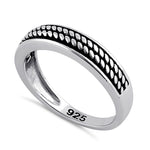 Sterling Silver Rustic Rope Band Ring