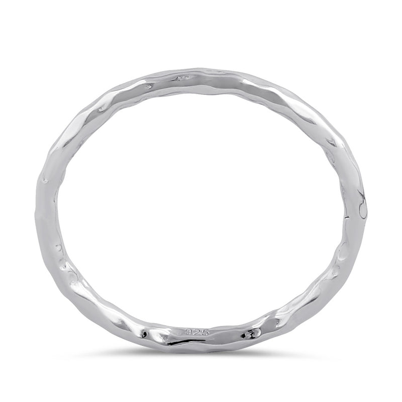 Sterling Silver Thin Hammered Band Ring