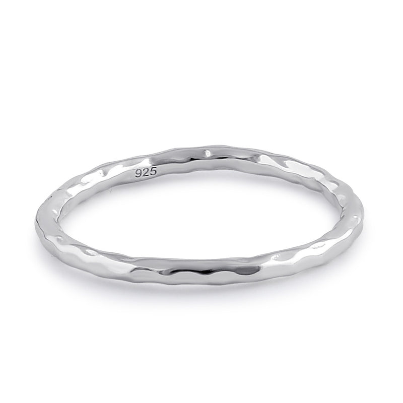 Sterling Silver Thin Hammered Band Ring