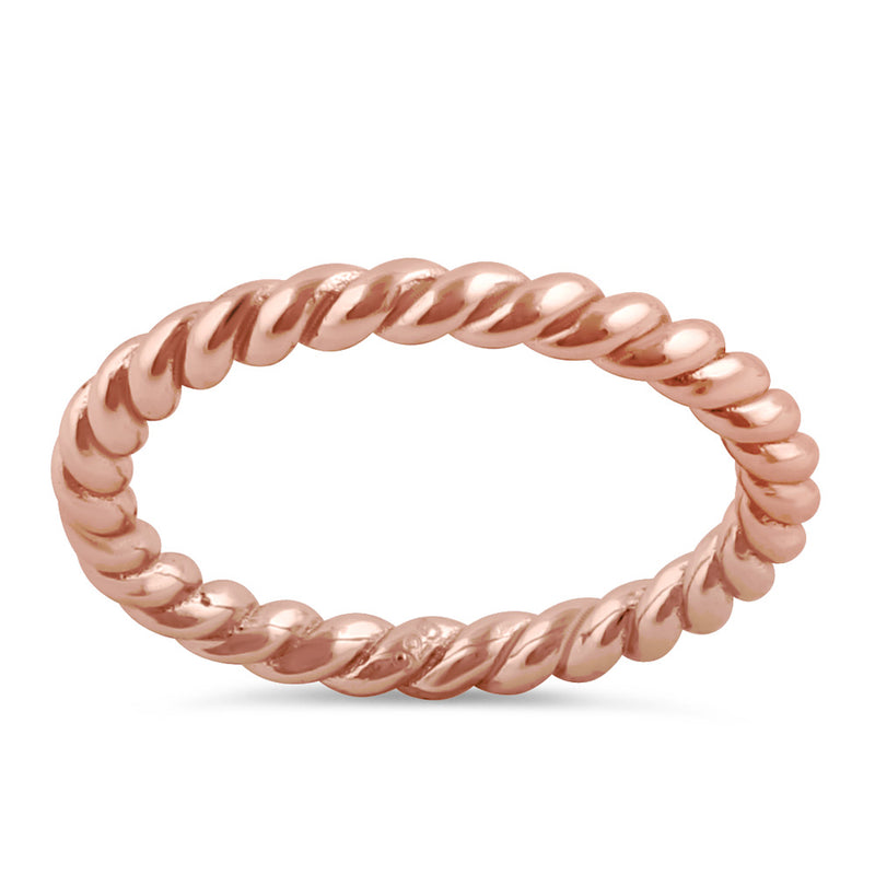 Sterling Silver Rose Gold Plated Stackable Rope Ring