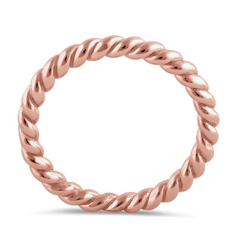 Sterling Silver Rose Gold Plated Stackable Rope Ring