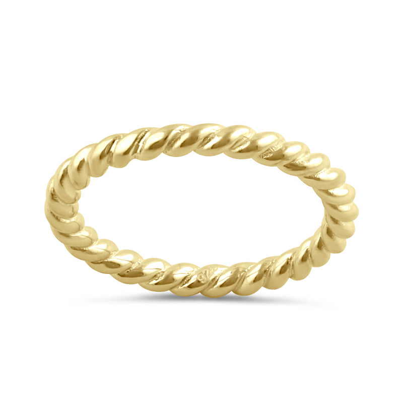 Sterling Silver Yellow Gold Plated Stackable Rope Ring