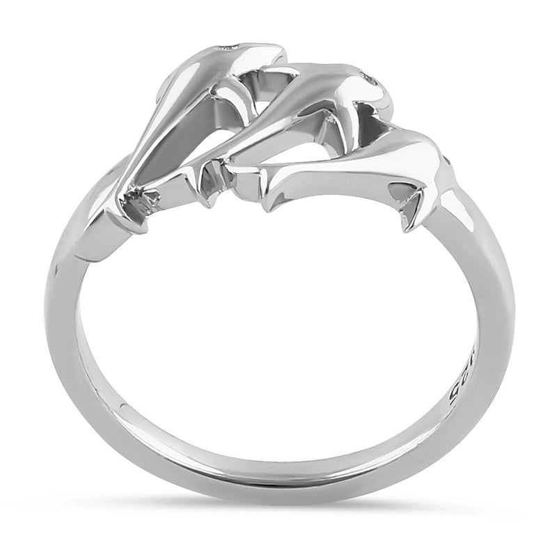 Sterling Silver Jumping Dolphins Ring