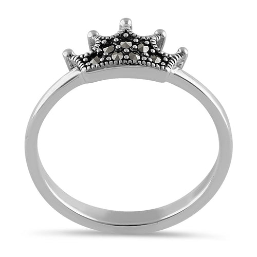 Sterling Silver Mini Crown Marcasite Ring