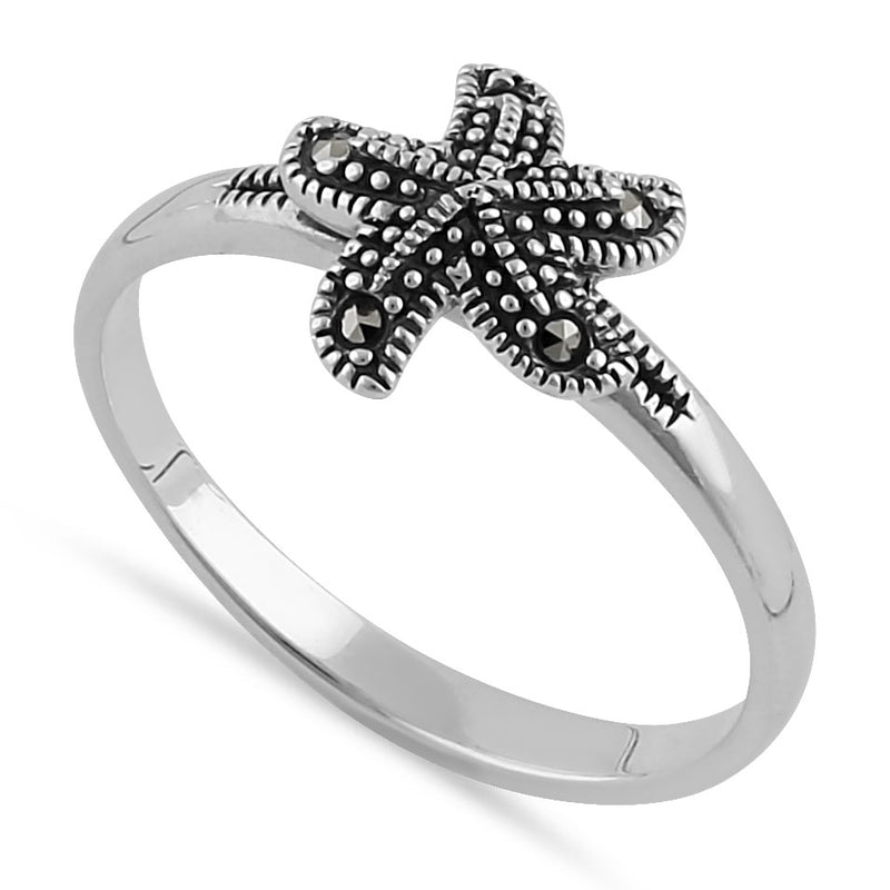 Sterling Silver Star Fish Marcasite Ring