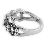 Sterling Silver Half Eternal Bali Marcasite Ring