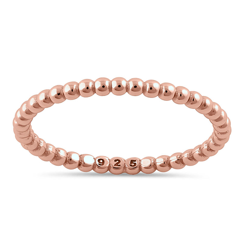 Sterling Silver Rose Gold Plated 1.5mm Stackable Bead Ring