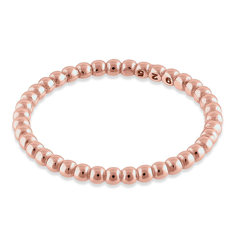 Sterling Silver Rose Gold Plated 1.5mm Stackable Bead Ring