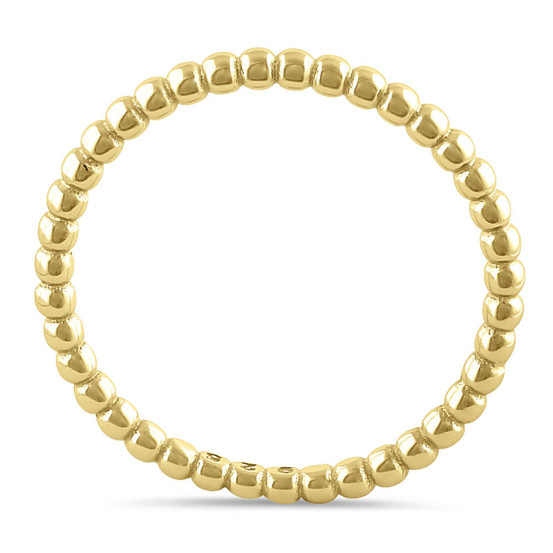 Sterling Silver Yellow Gold Plated 1.5mm Stackable Bead Ring