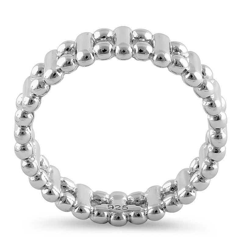 Sterling Silver High Polish Bead & Bar Stackable Ring