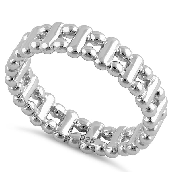 Sterling Silver High Polish Bead & Bar Stackable Ring