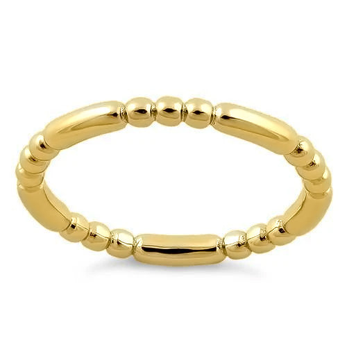 Yellow Gold Plated Stackable Bead and Bar Ring