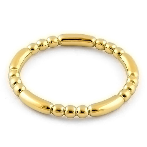 Yellow Gold Plated Stackable Bead and Bar Ring