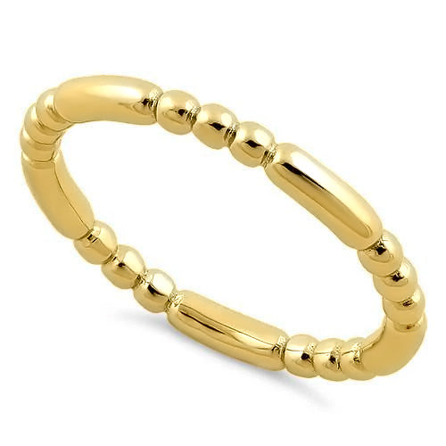 Yellow Gold Plated Stackable Bead and Bar Ring