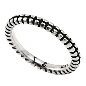 Sterling Silver Plain Silver Striped And Split Design Stackable Ring