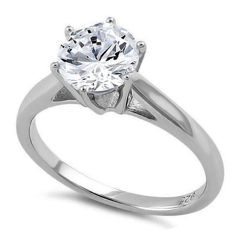 Sterling Silver Cathedral Clear CZ Engagement Ring