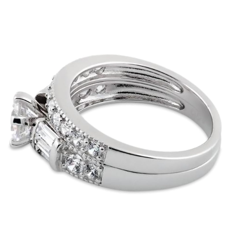 Sterling Silver Clear CZ Wedding Set Ring