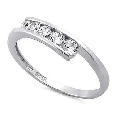 Sterling Silver Free Form CZ Ring