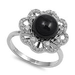 Sterling Silver Black Pearl CZ Ring